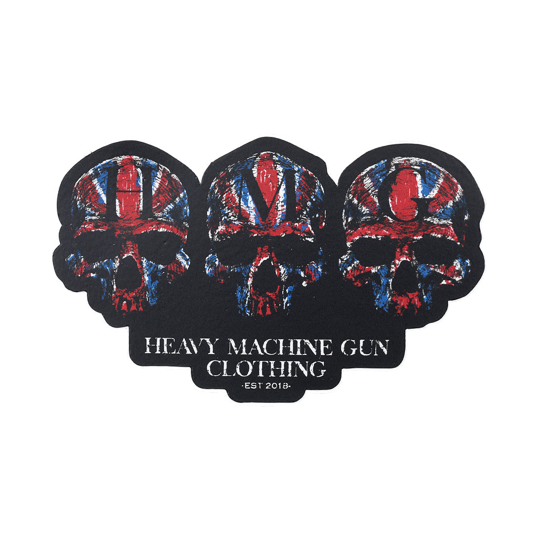 Front of HMG Union Jack Skull Sticker.