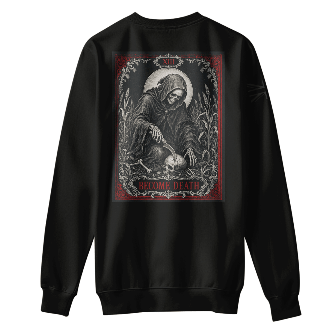 Become Death Sweatshirt tactical military jumper with grim reaper graphic — veteran-owned British military apparel