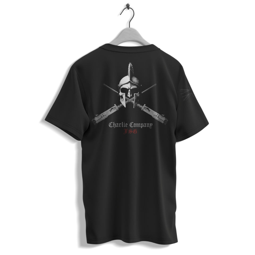 C Coy FSG T-Shirt 40 Commando military tee with skull graphic and Union Jack — veteran-owned British military apparel