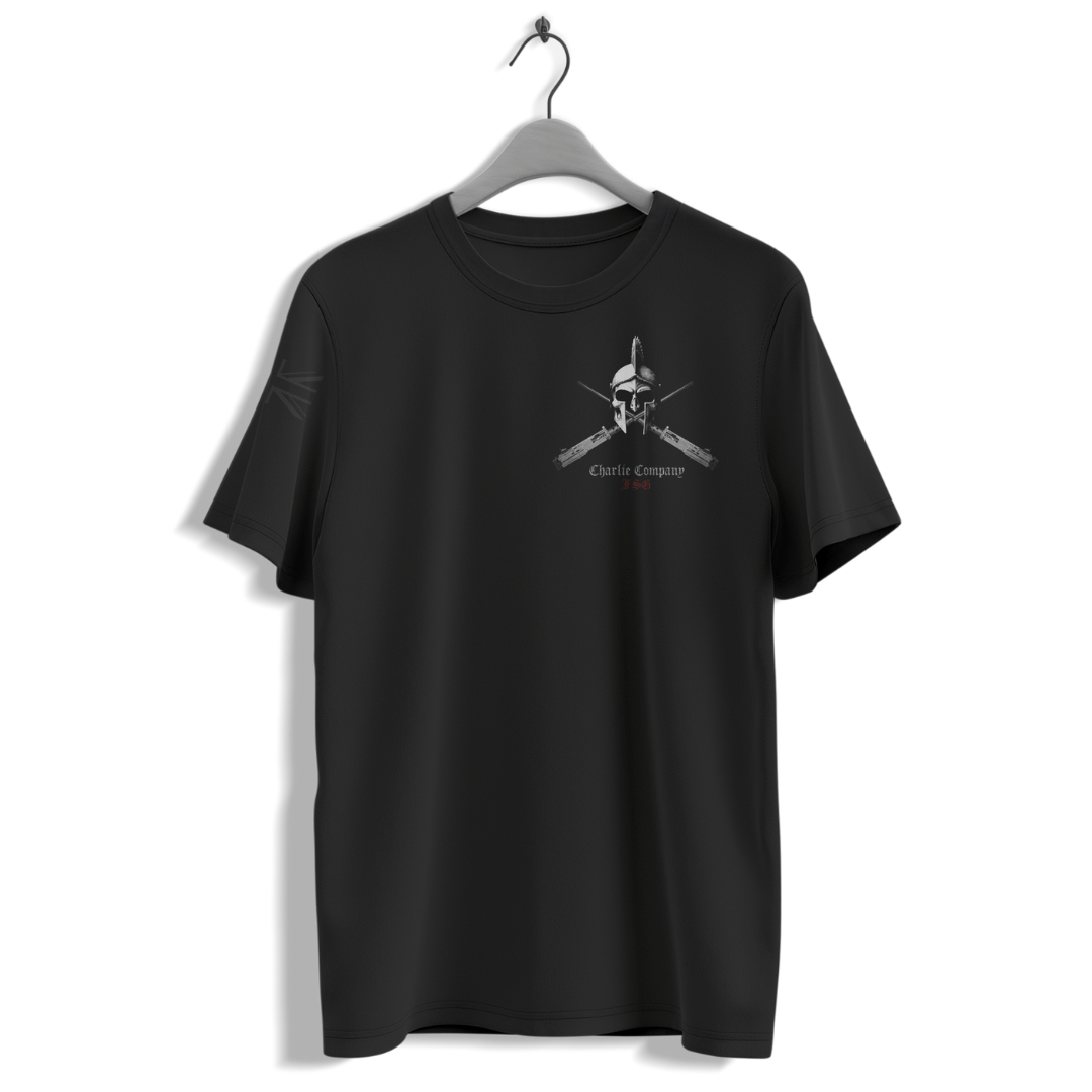 C Coy FSG T-Shirt 40 Commando military tee with skull graphic and Union Jack — veteran-owned British military apparel
