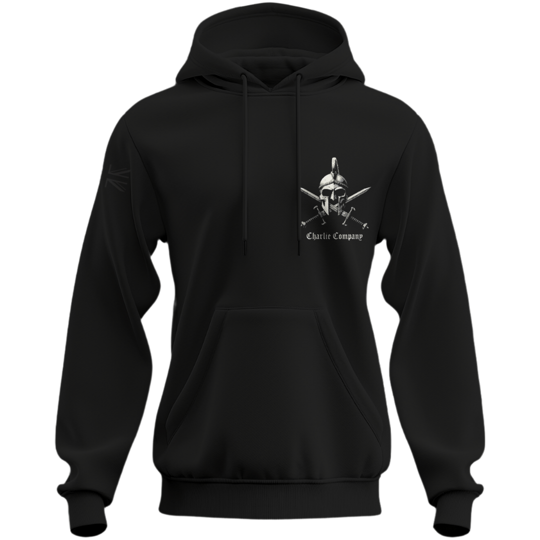 C Coy Hoodie 40 Commando Royal Marines graphic with Union Jack sleeve — veteran-owned British military apparel