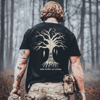 ONE MUST FORGIVE T-SHIRT military tee with back tree graphic — veteran-owned British military apparel