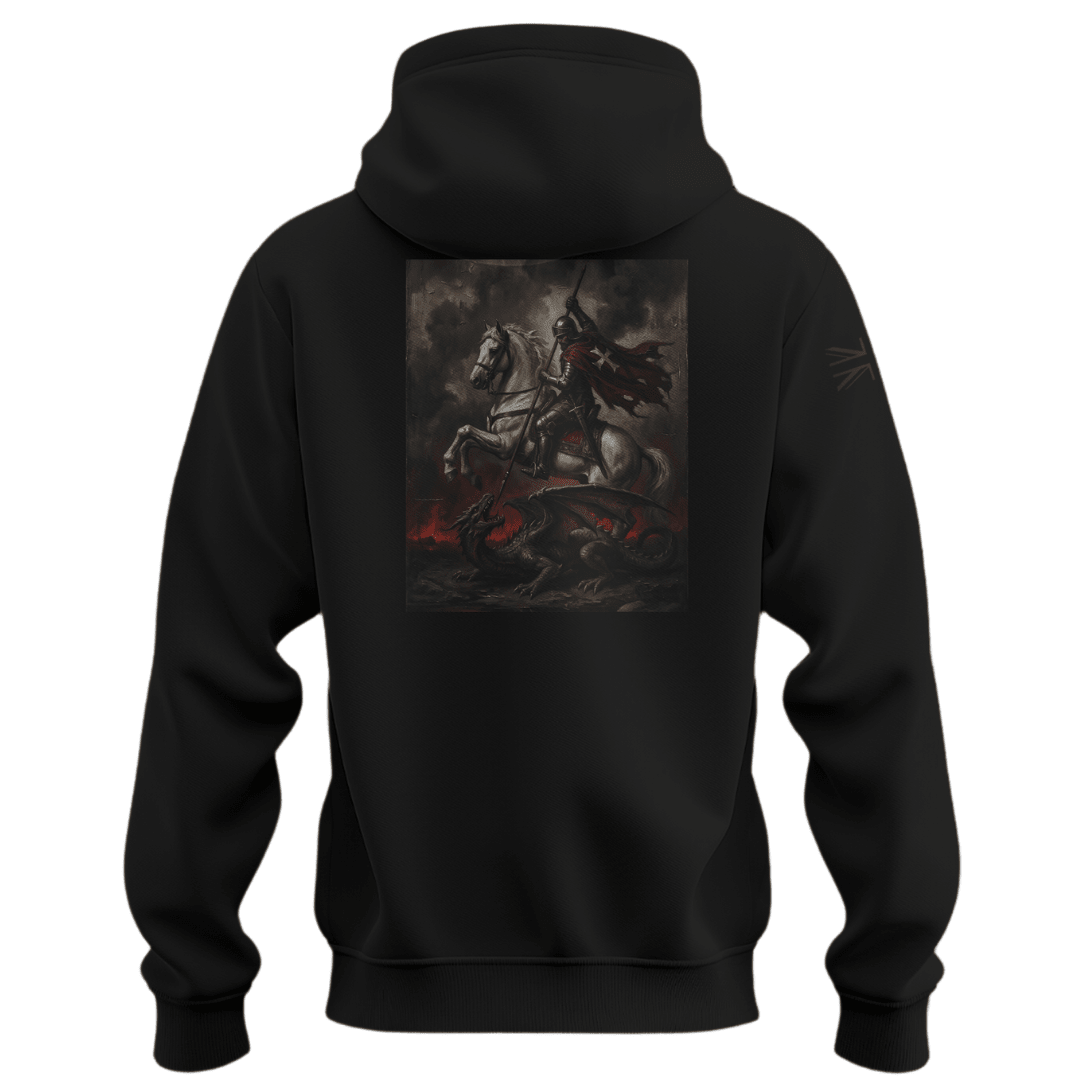 St George Hoodie heavyweight military hoodie with Union Jack sleeve — veteran-owned British military apparel