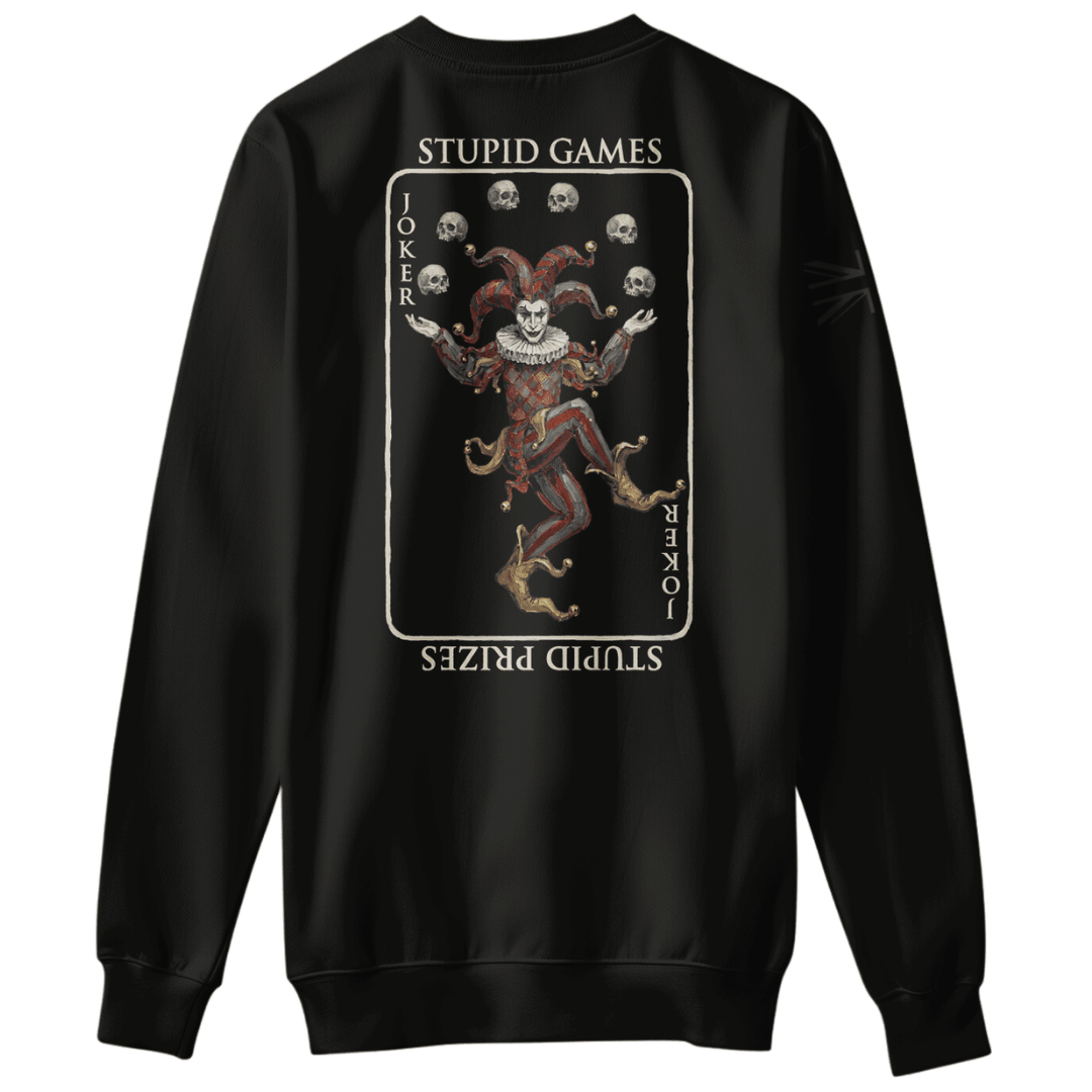 Stupid Games Sweatshirt military jumper with Union Jack shoulder detail — veteran-owned British military apparel
