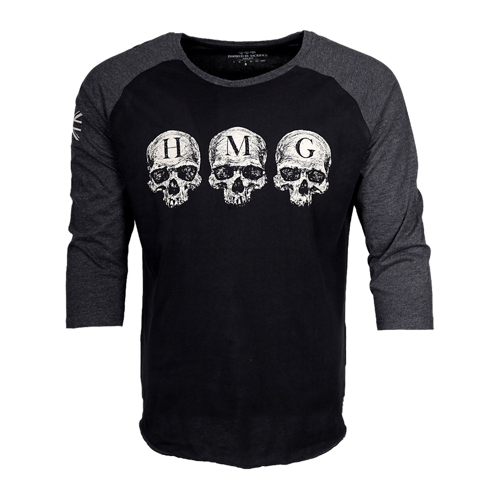 Front of HMG Baseball T-Shirt (Charcoal/Grey).