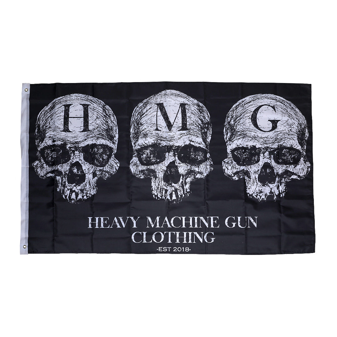 Front of HMG Clothings HMG Logo Black Flag.