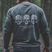 HMG Sweatshirt military jumper with skulls graphic and Union Jack sleeve — veteran-owned British military apparel