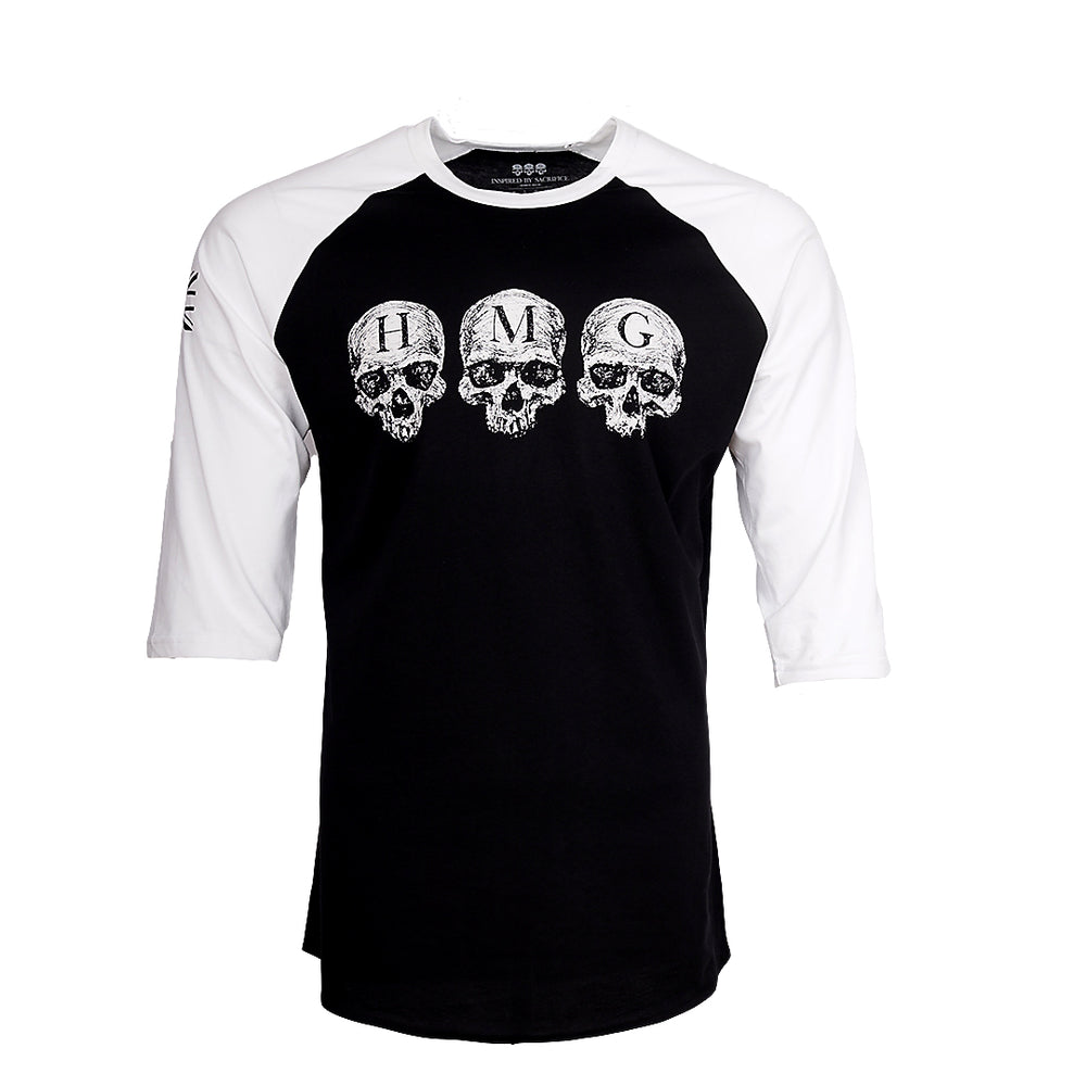 
                  
                    Front of HMG Baseball T-shirt (Black/White).
                  
                