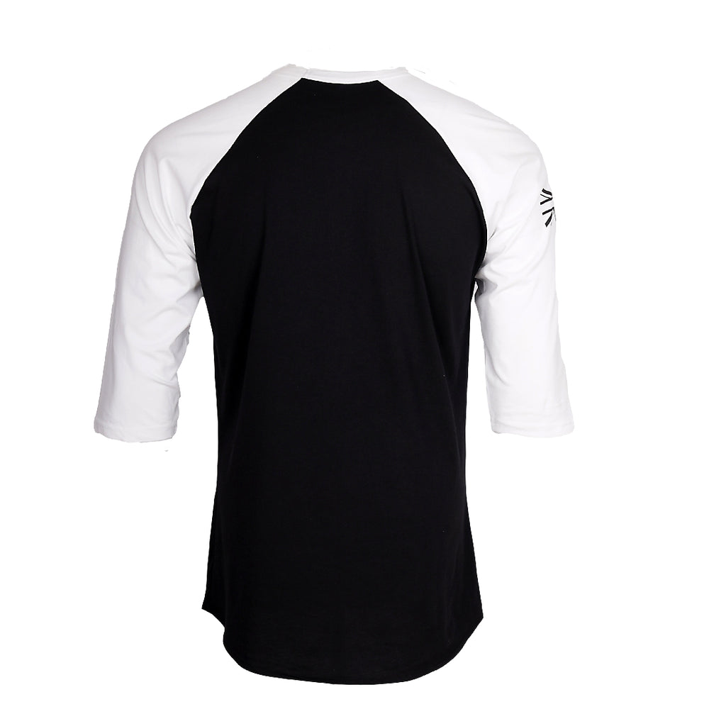 Back of HMG Baseball T-shirt (Black/White).